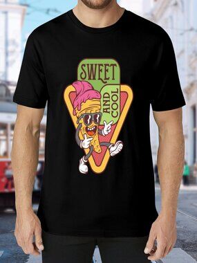 Sweet and Cool Ice Cream Cone Graphic Tee - Black